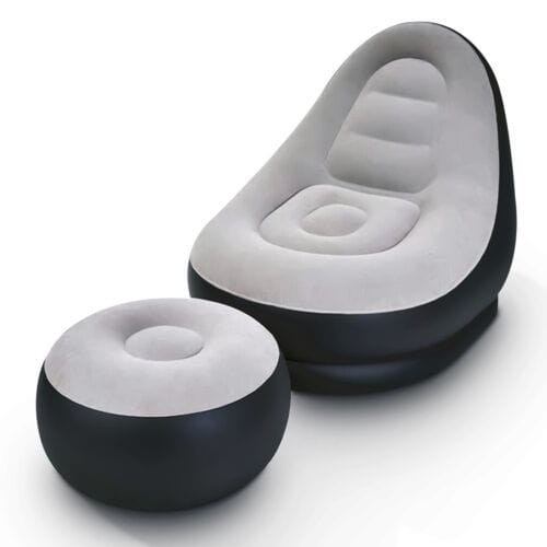 Inflatable Air Lounge Chair with footrest – Portable Flocked Air Sofa
