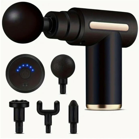 Mini Electric Deep Tissue Massage Gun – Portable Muscle Recovery Massager with 4 Massage Heads