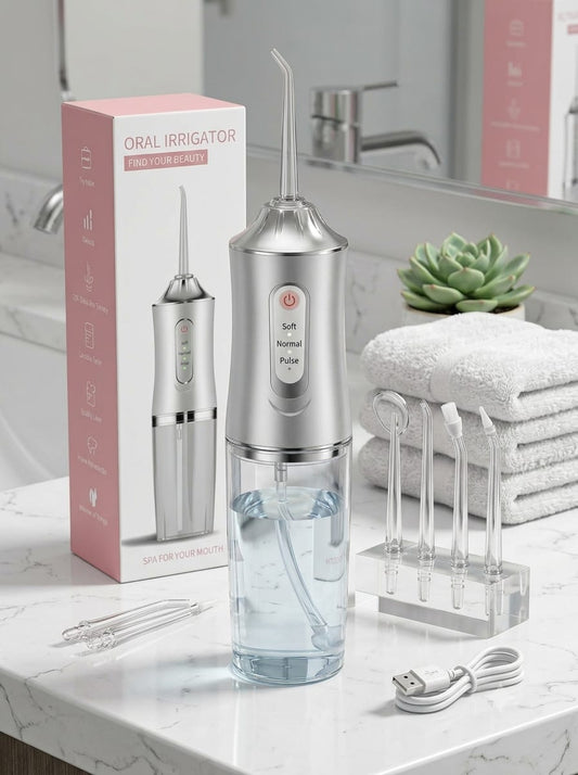 Oral Irrigator Water Flosser – USB Rechargeable Dental Cleaner with 4 Nozzles