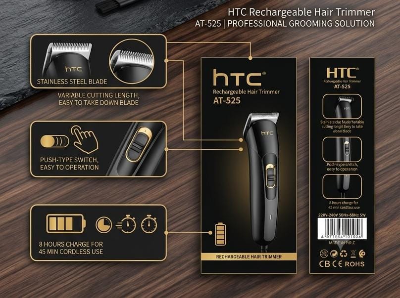 HTC AT-525 Rechargeable Hair & Beard Trimmer